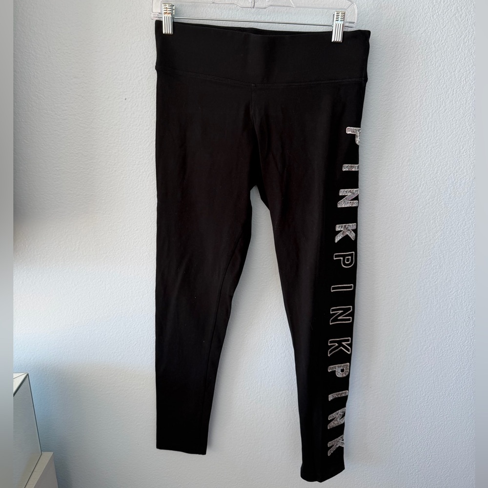PINK Victoria's Secret Black Logo Side-Strip Leggings